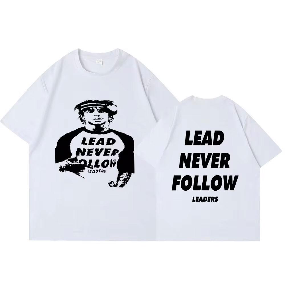

Футболка с принтом рэпера Chief Keef Lead Never Follow Leaders для мужчин и женщин, модная винтажная футболка, 100% хлопок, повседневная, мягкая, оверсайз M