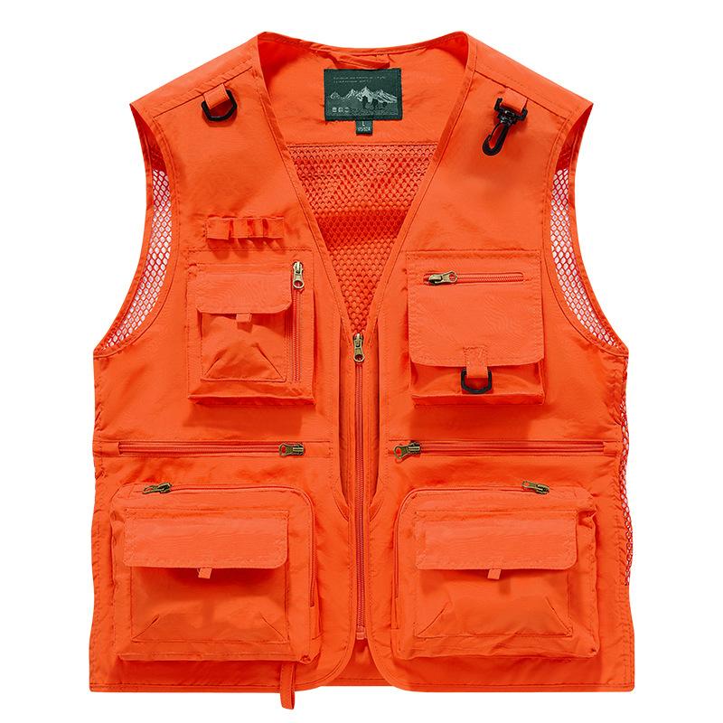 Men S Loose Sleeveless Multi Pocket Zipper Vest For Fishing Photography