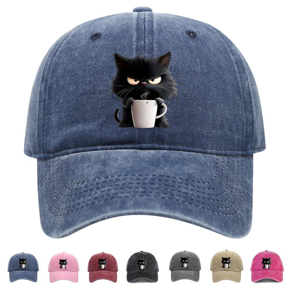 Cool Cat Feral Trucker Hat Embroidery Duck Tongue Hat Fashionable Cat Baseball Cap  Unisex Styles