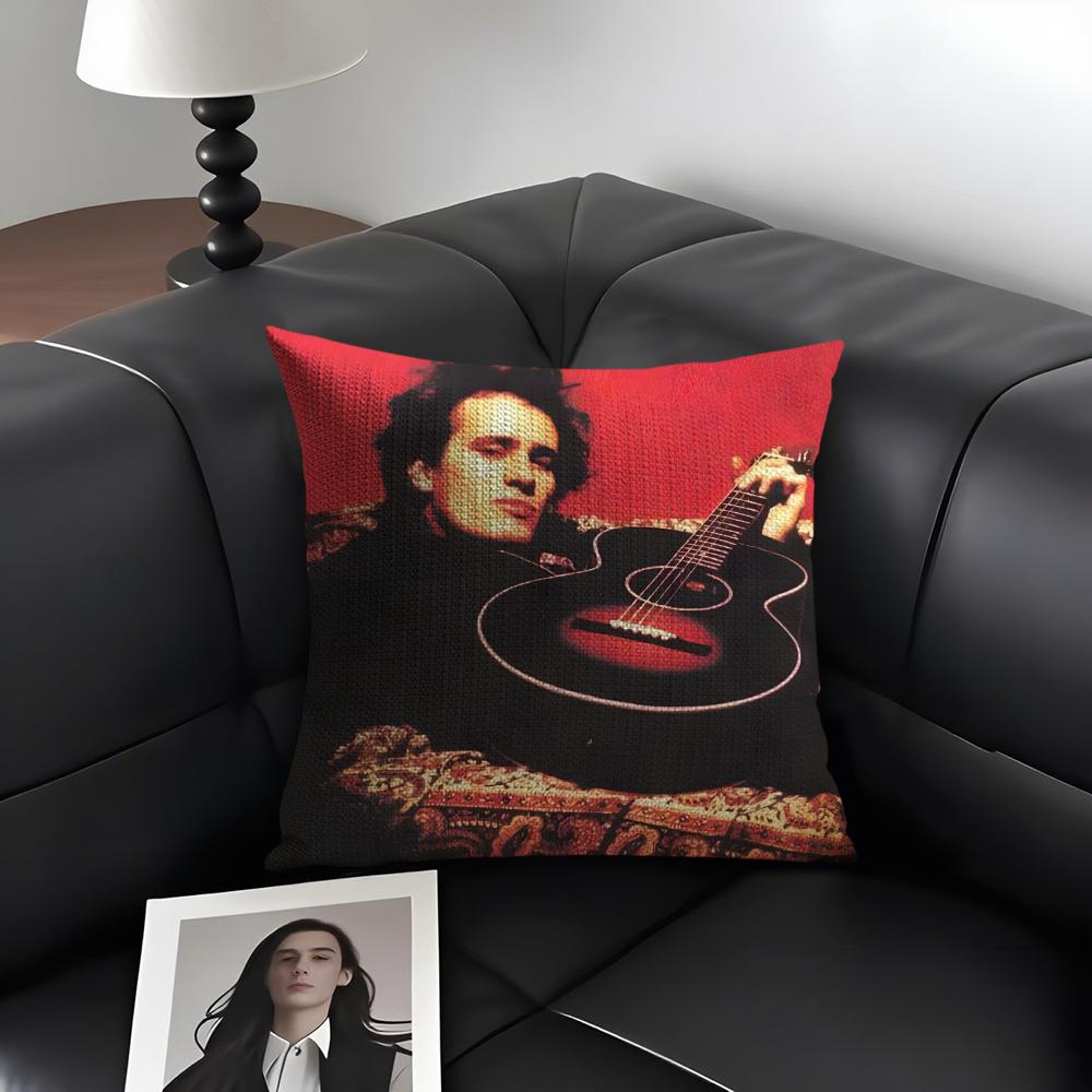 JJeff BuckleyY Singer Cushion Cover Natural Linen Organic Fabric DoubleSided Printing Sofa Home Decor Gift Pillow Case