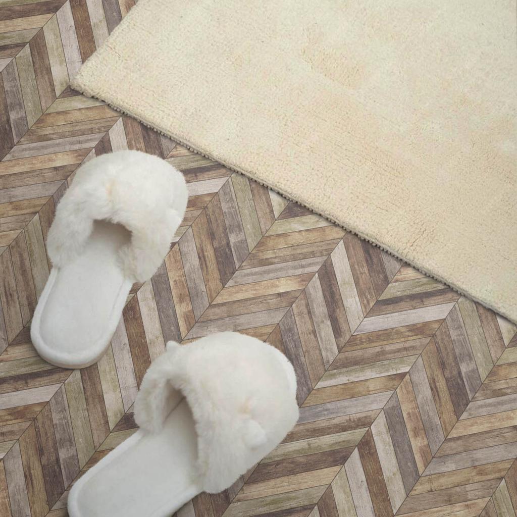 Printed Vinyl Panel - Bedroom Decoration 100x50 cm Herringbone Pattern of Boards