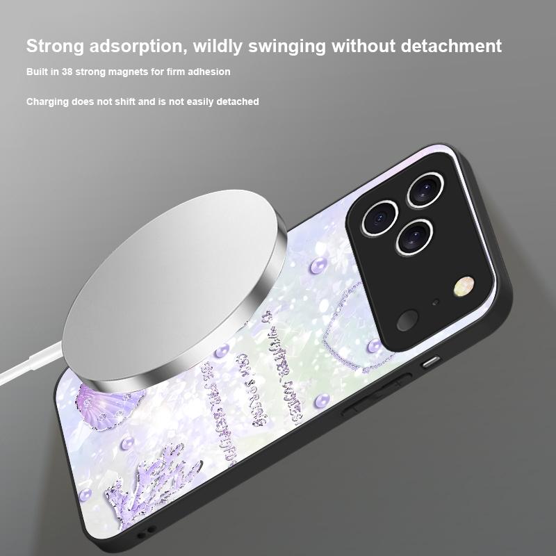Beautiful Purple Shell For Magsafe iPhone 17 Pro Max 16 E 15 14 13 Plus 12 Mini 11 17 Air XR Xs Max 7 Plus Glass Phone Case
