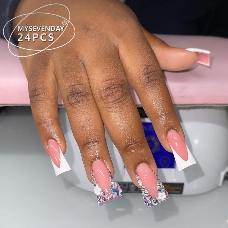 Europäische und amerikanische Gradient Pfirsichblüten Ballett Kurze Nagelspitzen