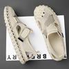 Summer Leather Men's Sandals Handmade Beach Shoes Soft Rubber Mesh Shoes Comfotable Hollow Out Flats Magic Glue Sneakers Sandaly