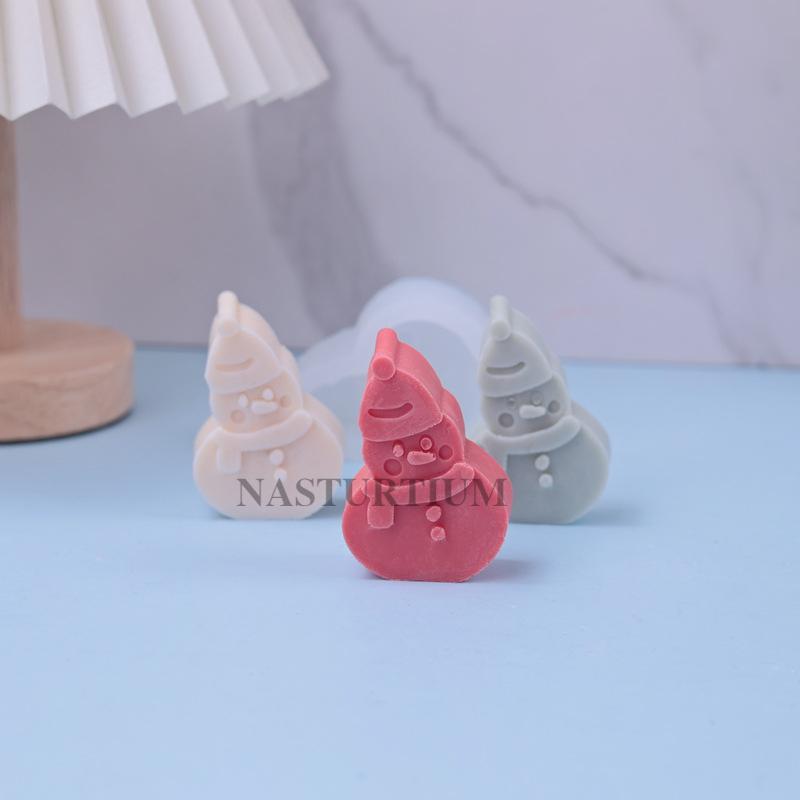 Smiling Snowman Silicone Candle Mold Christmas Handmade Chocolate Cake Baking Tools Home Decoration Crafts Resin Plaster Molds