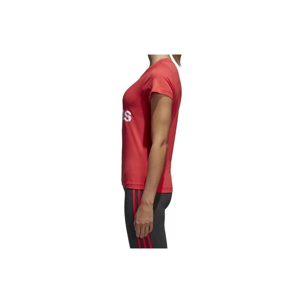 Adidas Classic Big Logo Print Short Sleeve T-Shirt Women Tops Natural-Coral-Pink CF8822