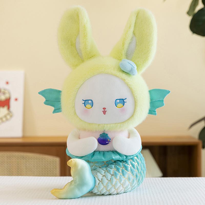 Colorful Mermaid Rabbit Plush Toy Pillow, Creative Gift for Girls