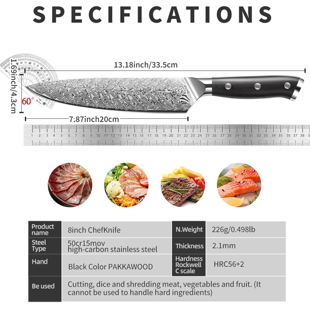 Professional Japanese Knives High Quality Damascus Steel Textured Kitchen Knives Sharp Meat Cutting Knives Chefs Santoku Knives