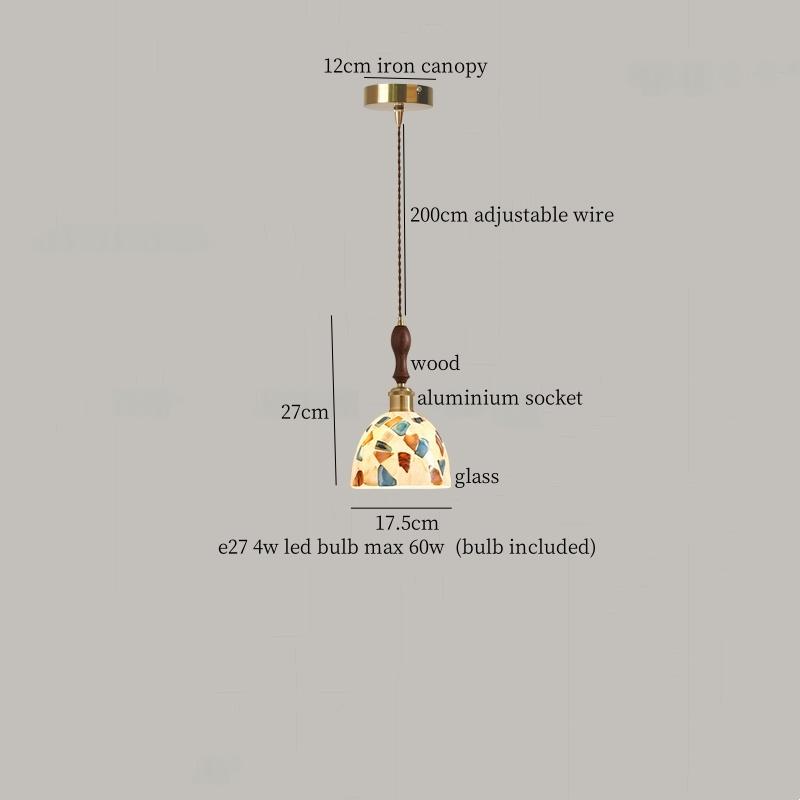 IWHD Japanese Vintage LED Pendant Light Fixtures Living Room Bedroom Cafe Loft Decor Kitchen Copper Colorful Glass Hanging Lamps