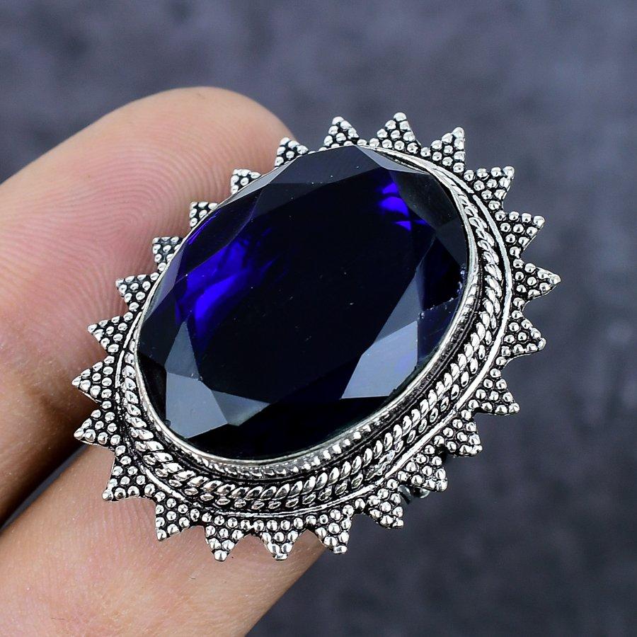 Amethyst Gemstone Handmade 925 Sterling Silver Jewelry Ring Size 7.5 J5A11