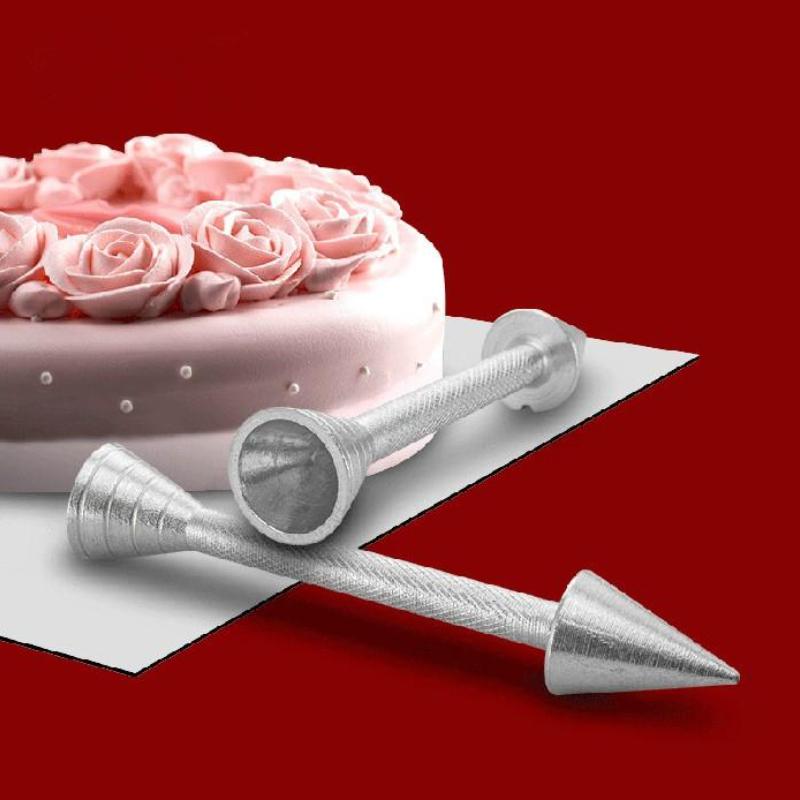 Roses Flower Holder Decoration Pastry Sticks Baking Cone Cream Tools Piping Cake Aluminum Alloy 1PC Rod