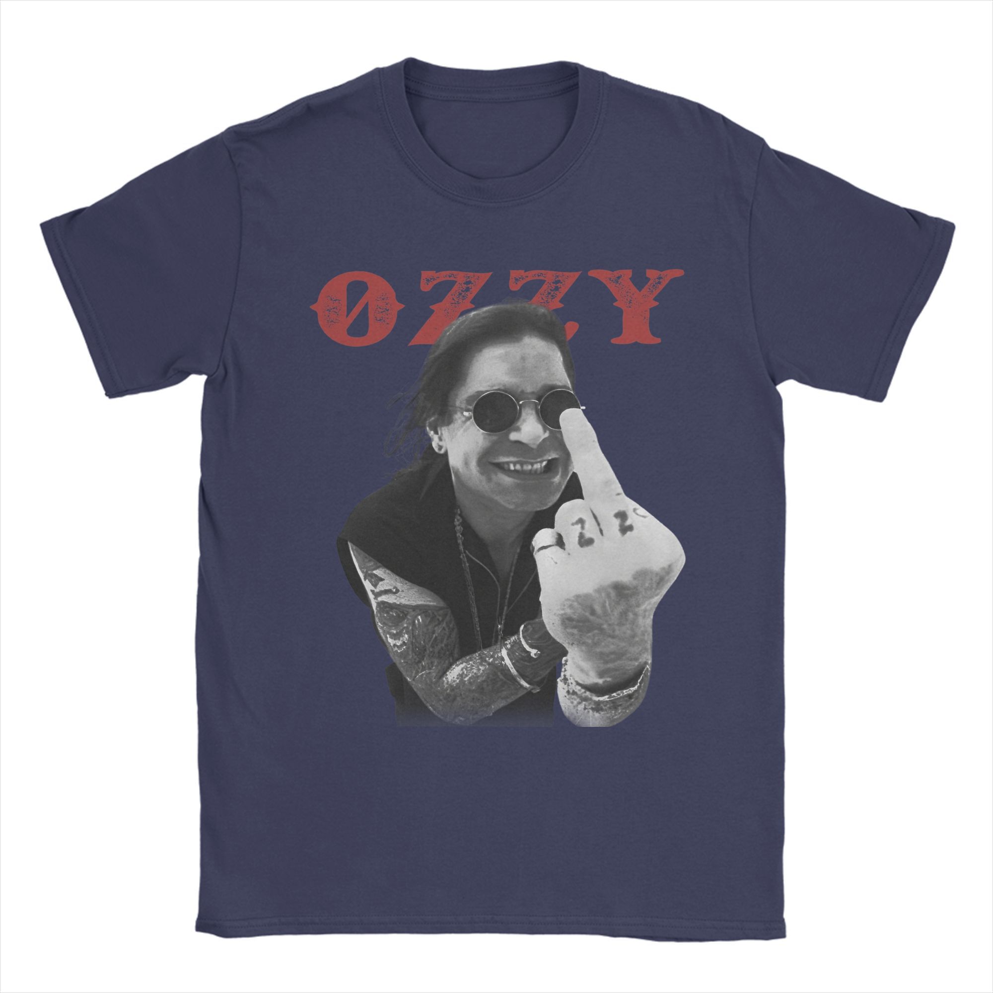 

Ozzy Osbourne Middle Finger T Shirt Men s Cotton Funny T-Shirts O Neck Tees Short Sleeve Clothing 4XL 5XL 6XL 4XL