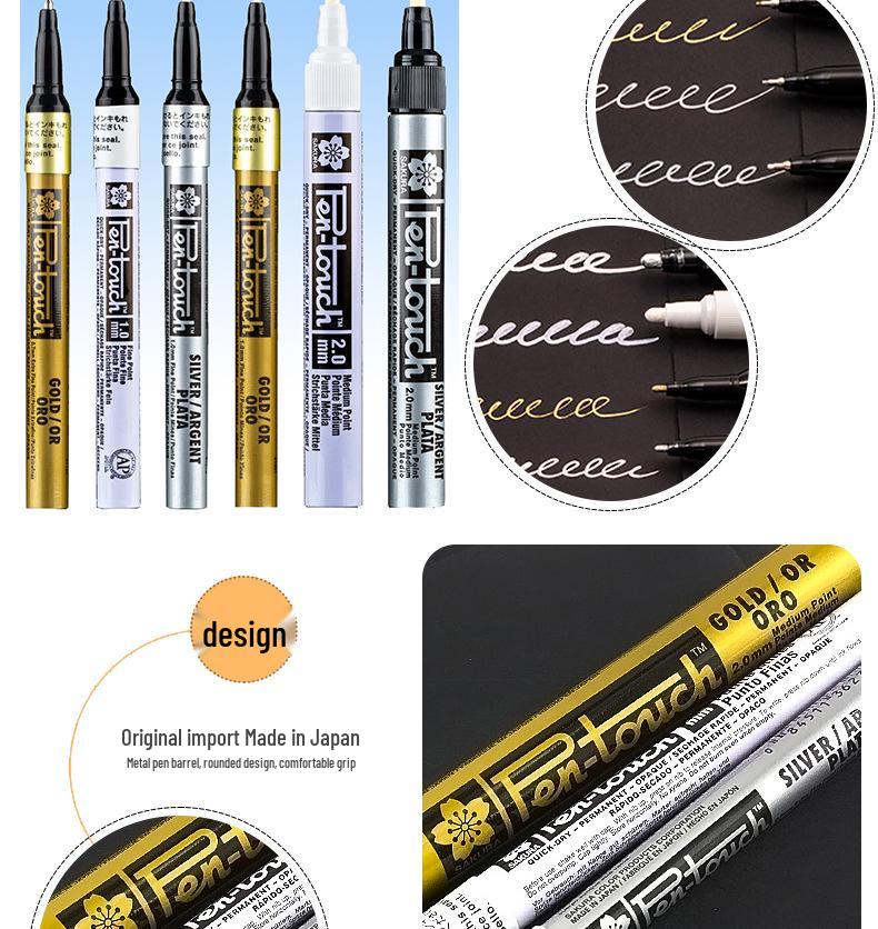 Sakura Flower Gilding & Outline Pen Set - Gold & Silver