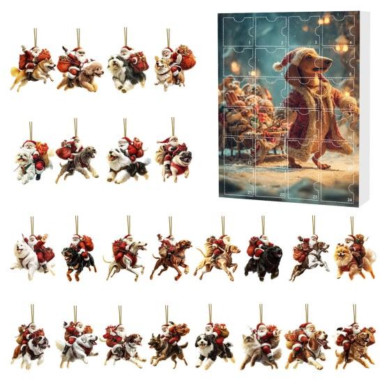 Dog Advent Calendar 24 Days Dog Theme Christmas Countdown Calendar 2D Dog And Santa Decorations Fun Holiday Gift Keepsake for Family Kids Dog Lovers