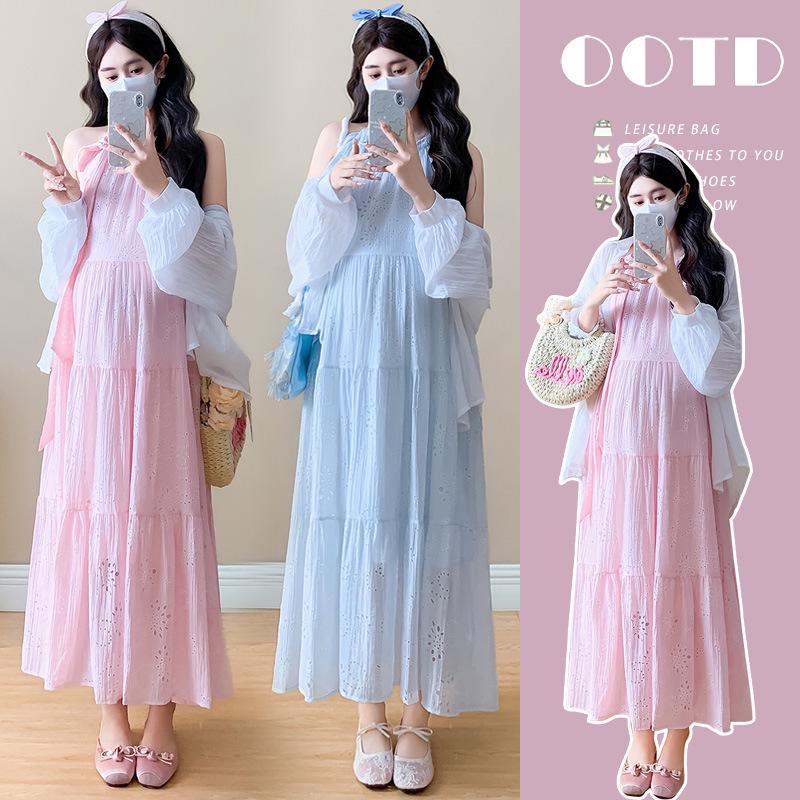 Elegant Summer French Style Slimming Maternity Dress 2XL