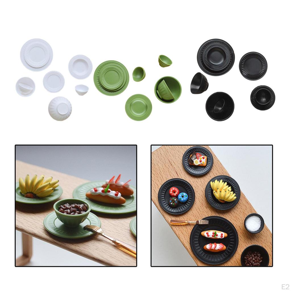 8 Mini Dollhouse Kitchen Accessories 1:6 Bowl Adults Children Cooking Game Tableware Simulation Tray