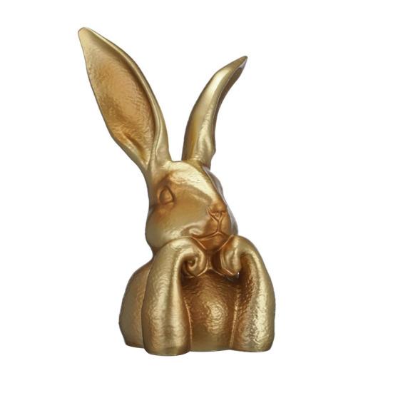Osterhase Figur Vintage Gold Harz Hase Statue Frühlingshase Tischmittelstück für Zuhause Innen Dekoration
