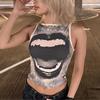 European and American summer hip-hop funny teeth sleeveless women's fashion Y2K streetwear vest