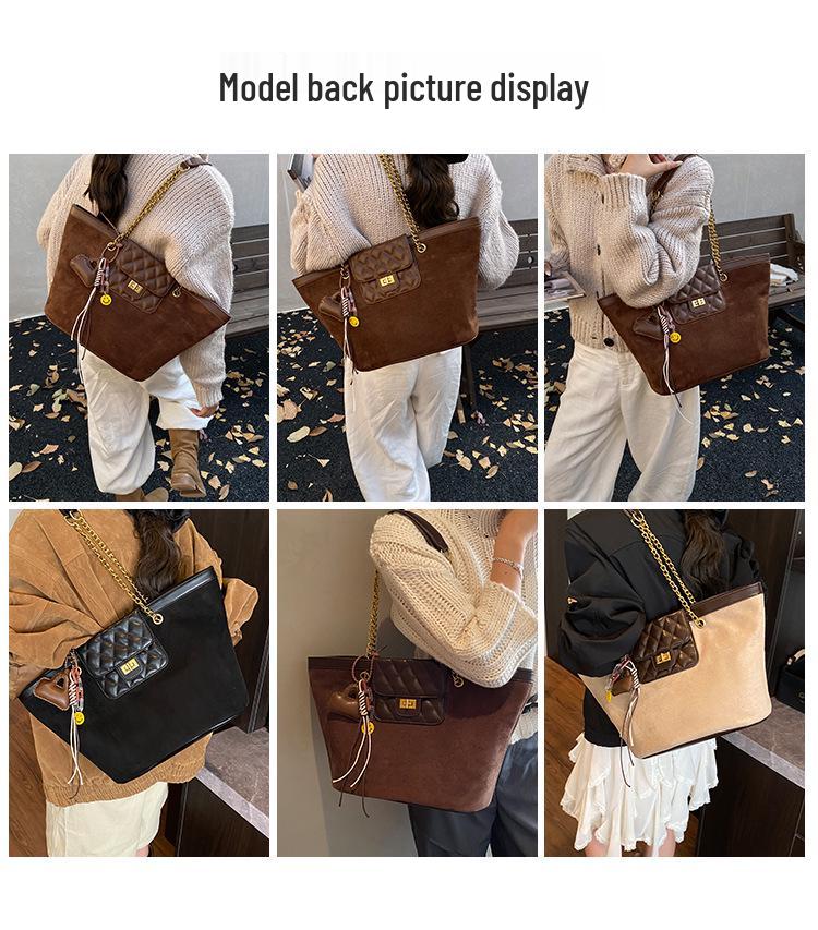 2025 Women's Fashion Textured Large-Capacity Frosted Chain Shoulder & Crossbody Tote Bag