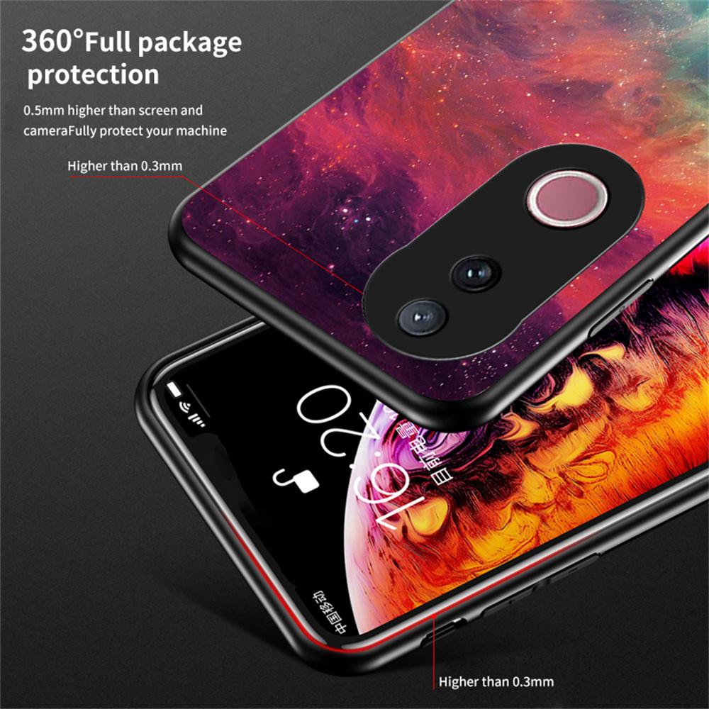 For vivo V50 5G Case Starry Sky Pattern Tempered Glass Phone Cover