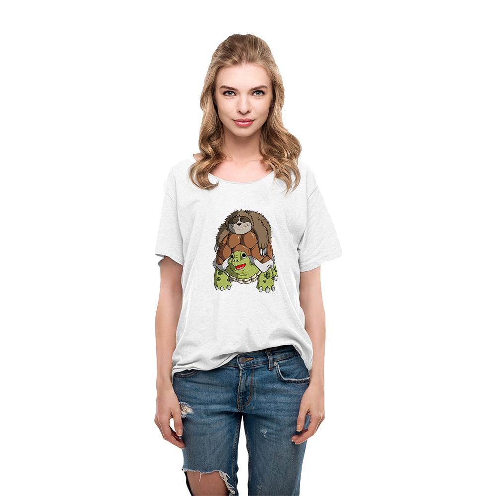 Tortue Et Paresseux Dessin Animé T-shirt Femme Drôle Été Urbain Décontracté Hauts Vêtements Tumblr Femme Nouveau
