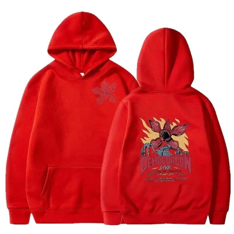 Unisex Velvet Loose Hoodie with Strange TV Show Words Design - Spring/Autumn