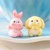 3 Pcs Mini Resin Rabbit Figurine Tiny Cartoon Bunny Sculpture Miniature Animal Fairy Garden Ornament for Moss Landscape DIY Plant Pot Home Decor