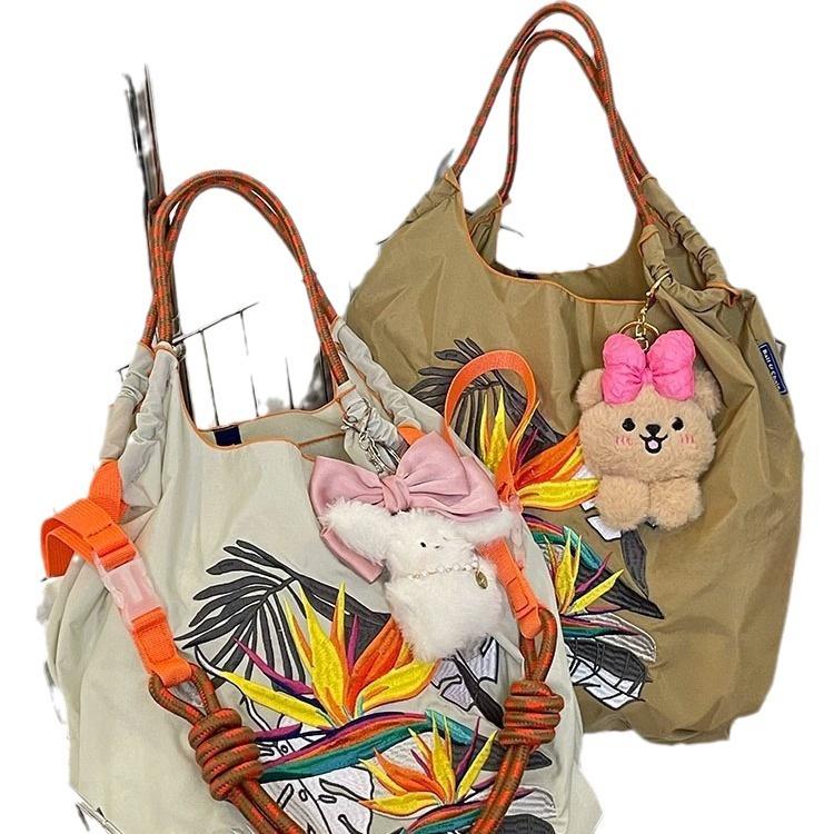 Tropical Rainforest Embroidered Eco-Friendly Shoulder Bag