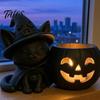 Ghost Face Tealight Cup Halloween Black Cat Pumpkin Candlestick, 3D Printed Witch Candle Holder with Cup, Spooky Tabletop Decor for Party Creative