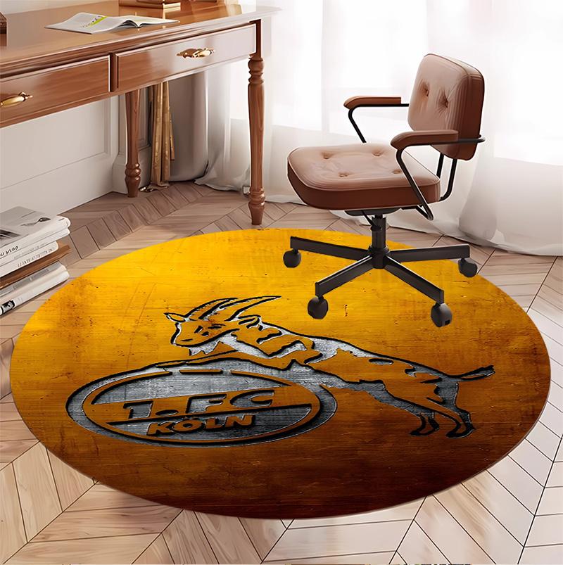 FC Köln Muster Runder Teppich, Innen-/Außenmatte, für Picknick, Spielzimmer, Schlafzimmer, Büro, Wohnzimmer, Heimdeko Teppich, Geburtstagsgeschenk