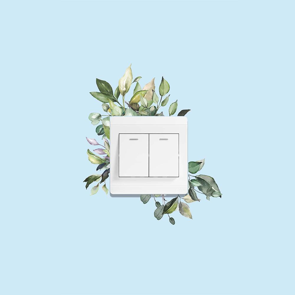 Painted Green Plant Leaf Switch Stickers for Bedroom Living Room Entrance Hall and Home Beautification Wall Stickers
