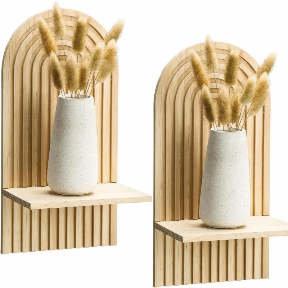 Natural Wood Bohemian Floating Shelves Bohemian Style Hanging Shelf  Living Room Decor