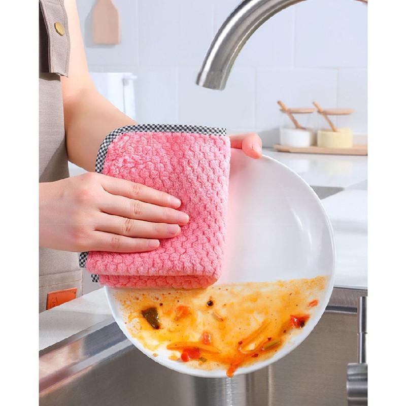 Absorbent Microfiber Cleaning Towel For Kitchen Use And Dish Drying