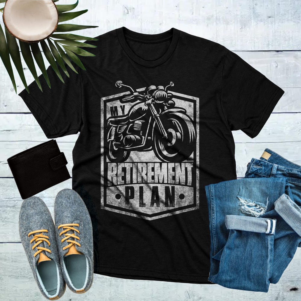 Funny Motorcycle Retirement Plan T-Shirt: Vintage Biker Dad Gift M