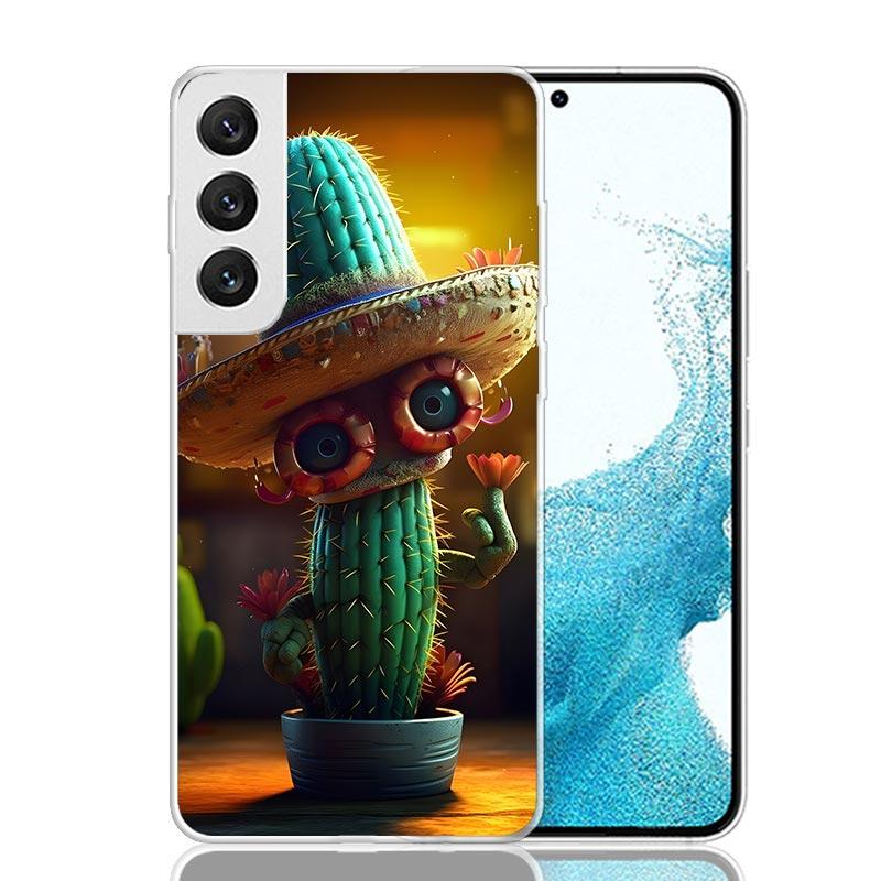 Cartoon Plant Cactus Phone Case For Samsung Galaxy S26 Ultra S23 S24 S25 Edge S20 FE S21 S22 Plus Soft Print Shell Cover Fundas