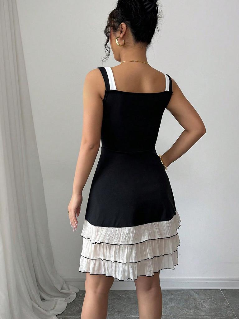 Women's Summer New Arrivals Strappy Dress Colorful Layered Cake Dress