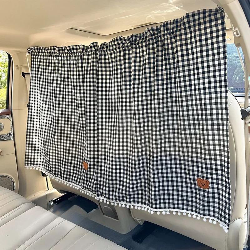 

Cute Cartoon Bear Car Front Rear Partition Curtain - Window Shade Privacy Summer Sunscreen Heat Insulation Accessory