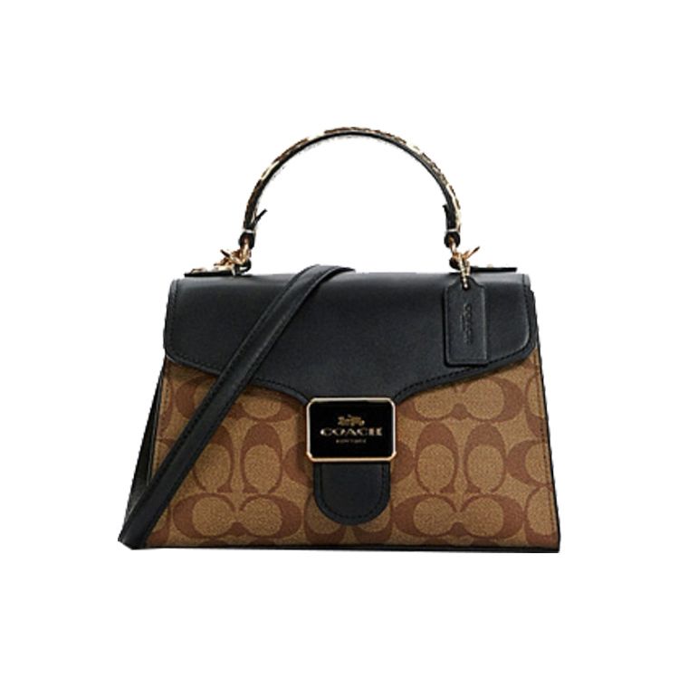 Coach Pepper 22 Classic Monogram Flap Coated Canvas And Leather Handbag Women handbag Brown Black Snake-Skin C1325-IMLOV