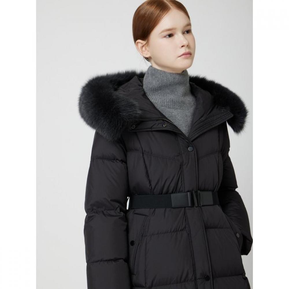 CC collect. Fox Fur Belted Long Goose Down C254psg191