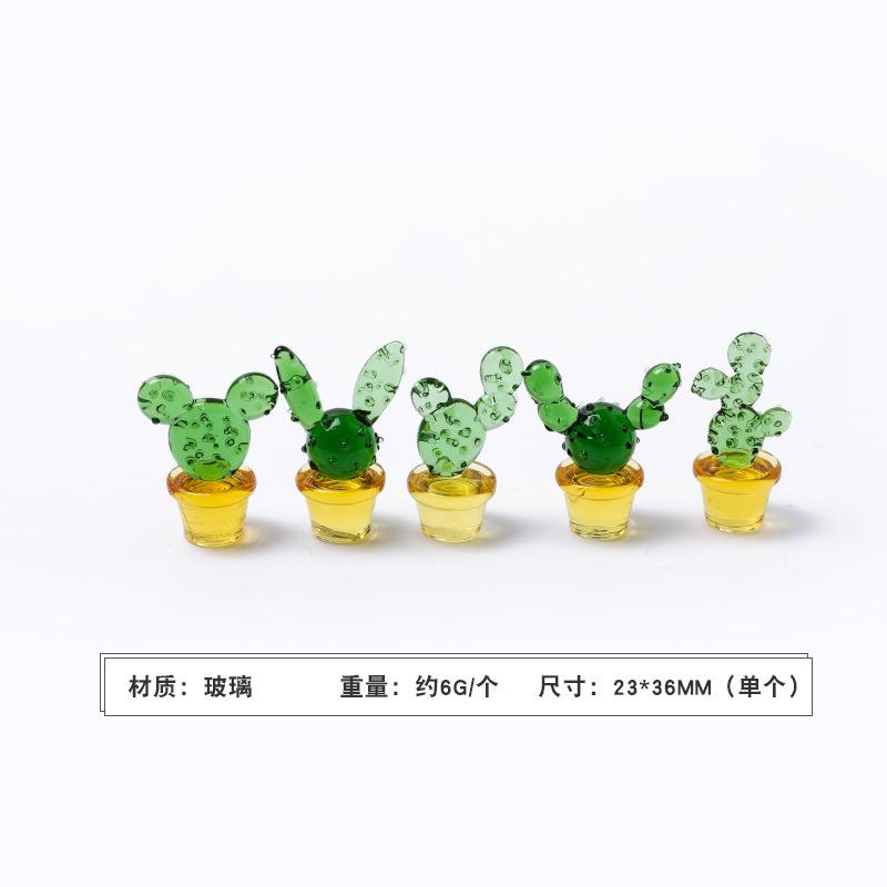 

5PCS/Set Handmade Glass Mini Cactus Figurines Statue Cute Cactus Tabletop Ornament for Home Decor Car Desktop Accessories New