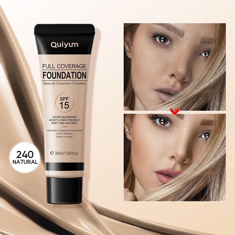 Quiyum Full Coverage Foundation 30ml - Concealing, Brightening, Natural & Lightweight