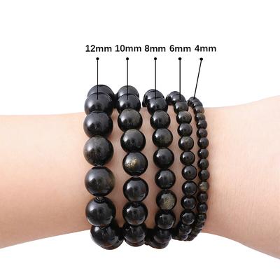 4-12mm natürliche goldene Obsidian Runde Stein Perlen für Schmuck machen DIY Armband Halskette