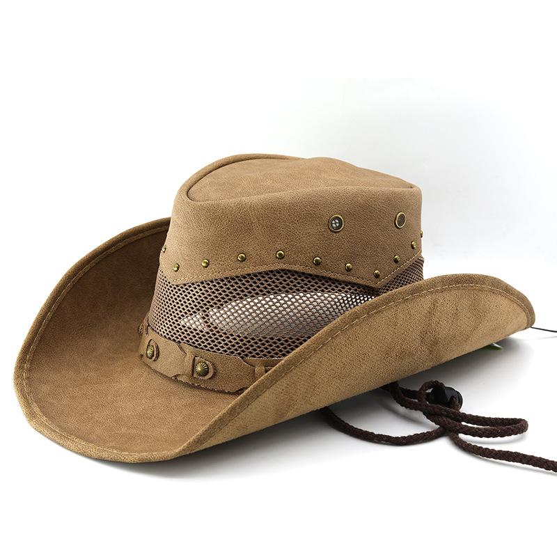New Sunshade American Cowboy Hat Big Edge Retro Horseback Riding Mongolian Hat Sunscreen Beach Hat Sunshade Male and Female Couples Hat