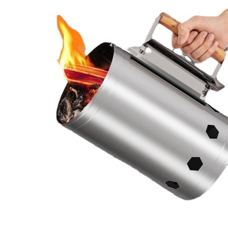 Găleată de aprindere pentru grătar de exterior pentru confort în aer liber, Negru, Cilindru de aprindere cărbune, Sobă cu cărbune