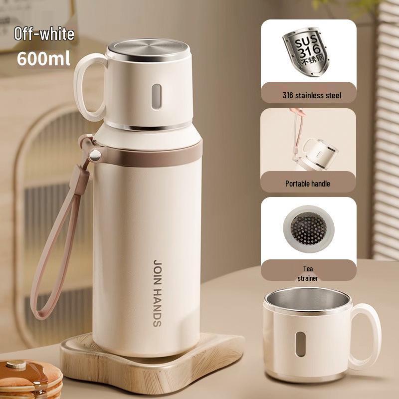 316 Stainless Steel Sports Water Bottle with Tea Separator, Lanyard, and Bounce Lid