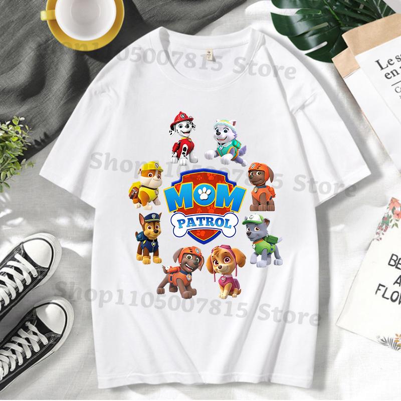 Paw Patrol Parent-child T-shirts Anime Cartoon Cute Child Clothing Kids Summer Fashion Short Sleeved Shirt Gift