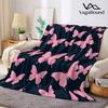 Pink Butterfly Silhouette Flannel Blanket Warm Soft Halloween Christmas Decorative Couch Warm Cozy All-Season Gift