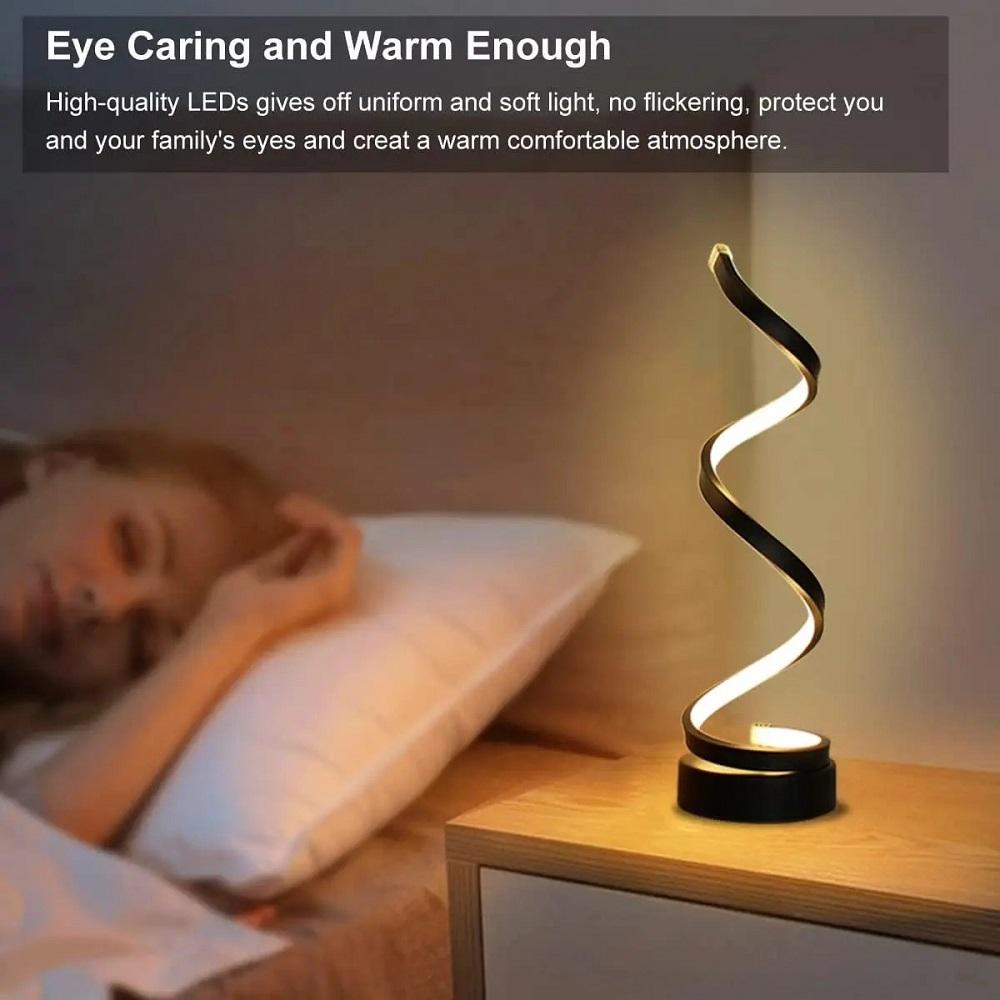 1Pcs Hot Sales Table Room,Modern Spiral Dimmable LED Table Lamp, Small Bedside Lamps, Nightstand Lamp for Bedroom Office Home