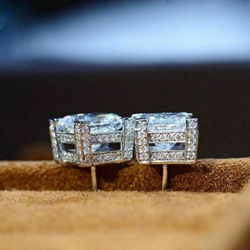 Classic Square Crystal Cubic Zirconia Stud Earrings Accessories for Women Temperament Sweet Earrings Ear Piercing Jewelry