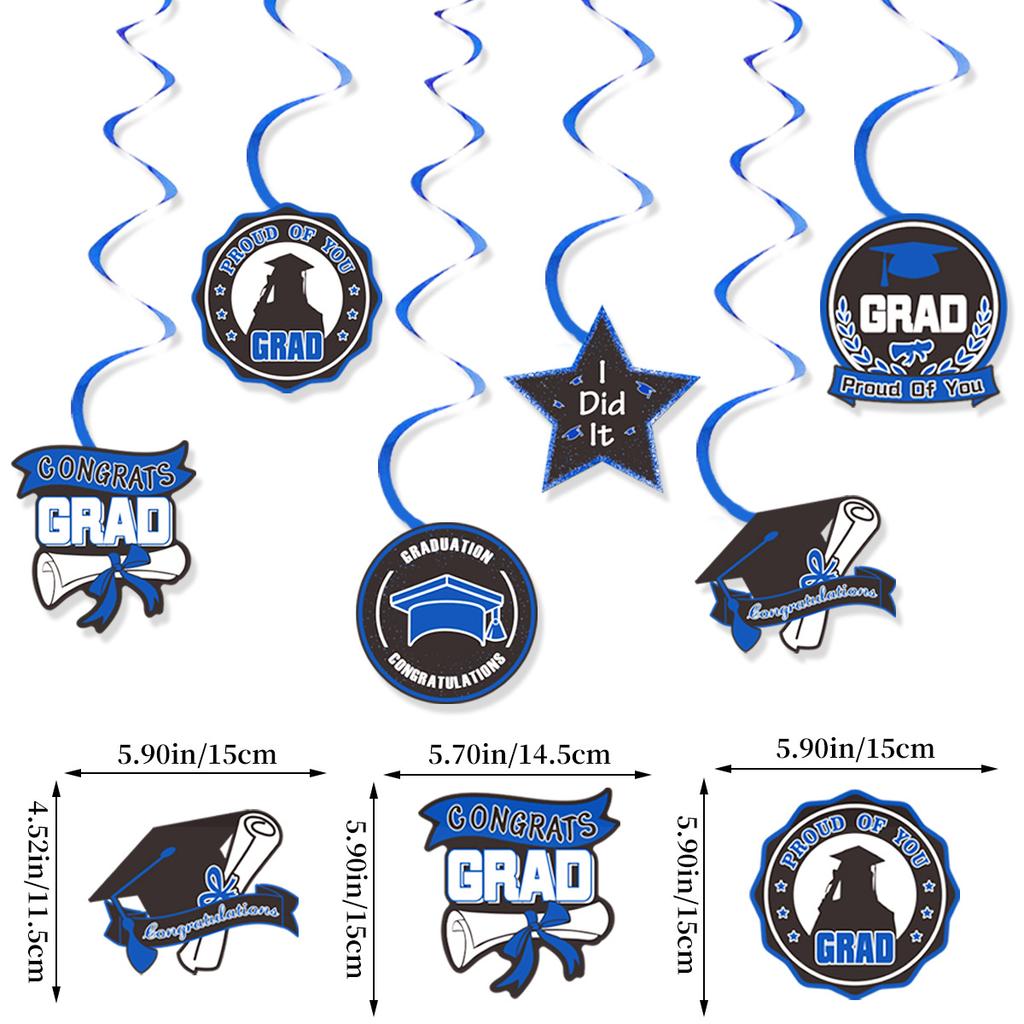 4-Piece Set Of Graduation Season Flag Balloon Cake Card Set Spiral Pendant Plug-In Three-Dimensional